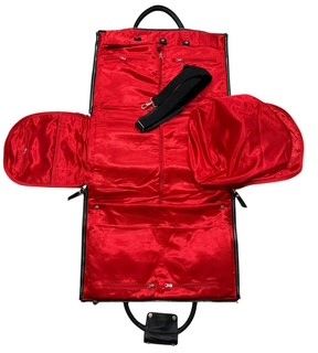 Black Leather Convertible Duffel/Garment Trolley Bag