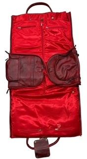 Crimson Leather Convertible Duffel/Garment Trolley Bag