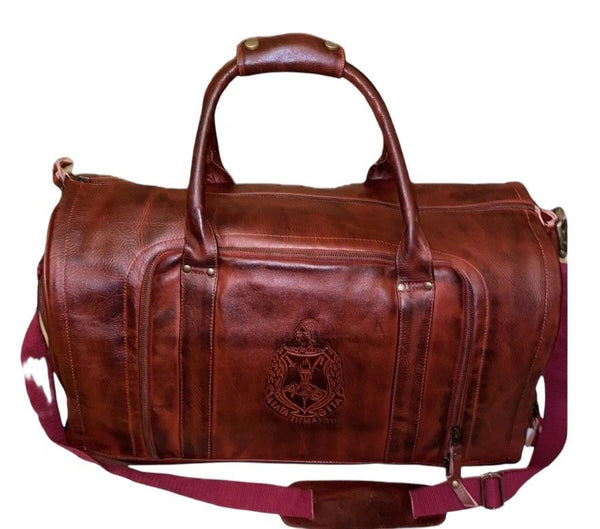 Crimson Leather Convertible Duffel/Garment Trolley Bag