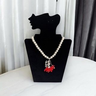 Delta Pearl Red Dress Necklace