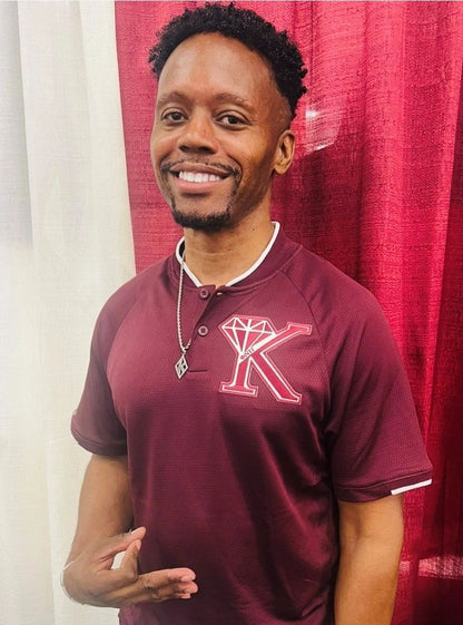 No Collar Crimson Polo Shirt
