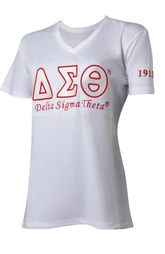Delta White Luxury V-Neck Tee