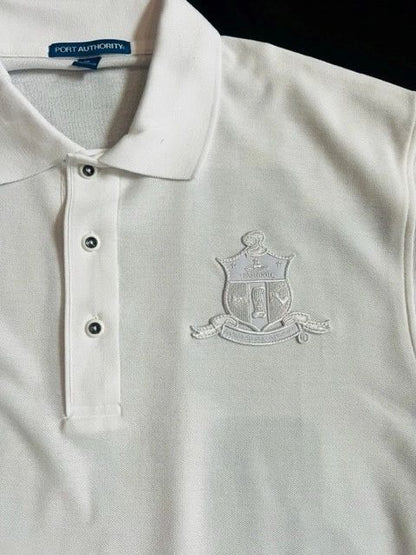 White on White Coat of Arms Polo